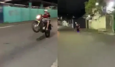 Jovem cai de moto ao tentar fazer ‘grau’ na zona Norte de Manaus; veja vídeo