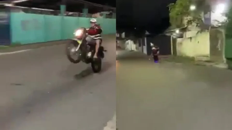 Jovem cai de moto ao tentar fazer ‘grau’ na zona Norte de Manaus; veja vídeo