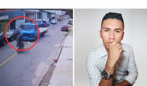 Motociclista por aplicativo morre ao bater com caminhão no bairro Japiim, em Manaus; veja vídeo