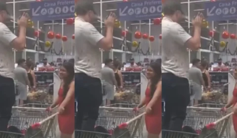 Homem surpreende namorada ao cantar parabéns em cima de carrinho de supermercado em Manaus; veja vídeo
