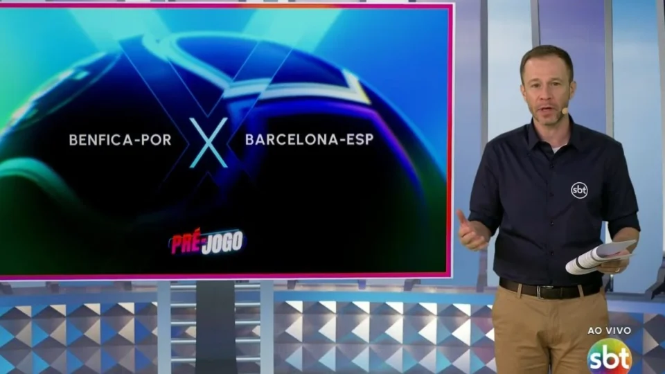 Tiago Leifert estreia no SBT na transmissão de Benfica x Barcelona pela Champions League
