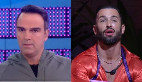 BBB 25: Tadeu Schmidt se irrita com Diego Hypólito durante ao vivo