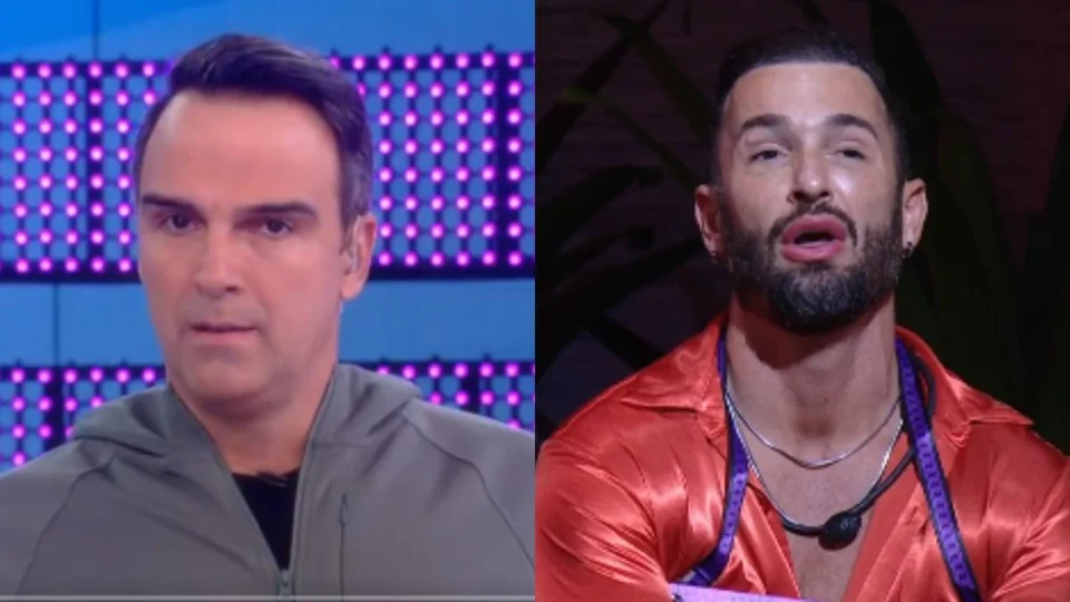 BBB 25: Tadeu Schmidt se irrita com Diego Hypólito durante ao vivo