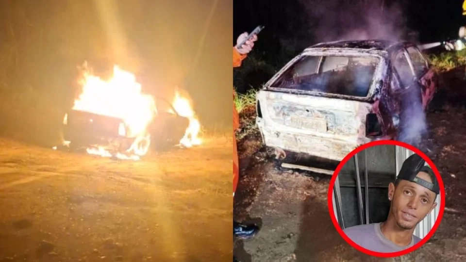VÍDEO: corpo de homem é encontrado no porta-malas de carro incendiado em Vilhena