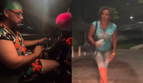 Filho se veste de mãe para buscá-la em festa e rouba a cena na internet