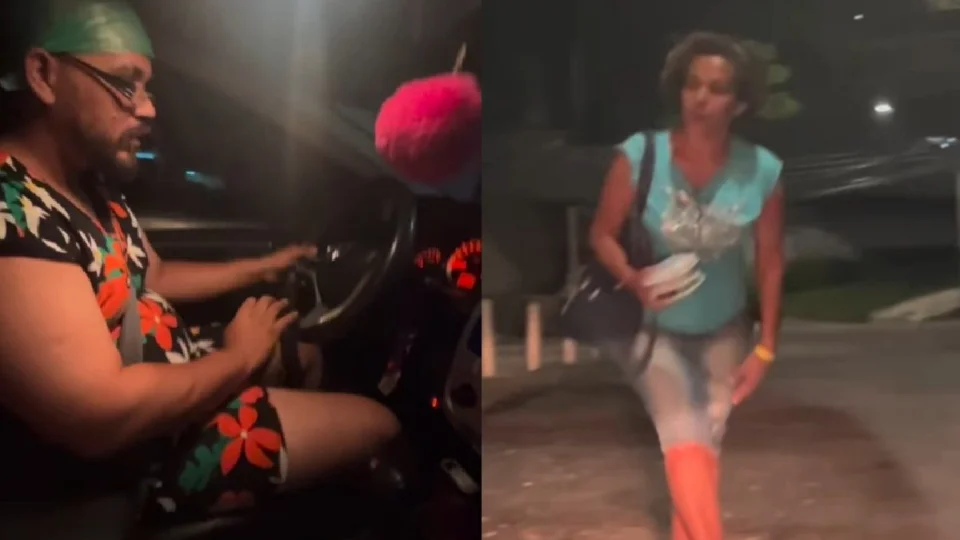 Filho se veste de mãe para buscá-la em festa e rouba a cena na internet