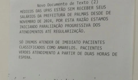 Greve em UPA? Palmas descarta interrupção e define prazo para pagamentos; confira
