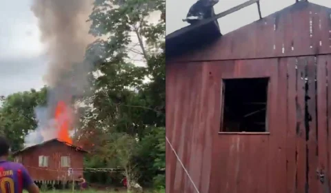 VÍDEO: Incêndio destrói casa de madeira e deixa família desabrigada em Cruzeiro do Sul