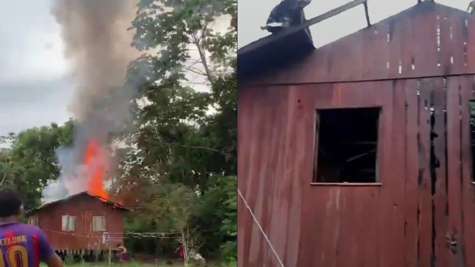 VÍDEO: Incêndio destrói casa de madeira e deixa família desabrigada em Cruzeiro do Sul