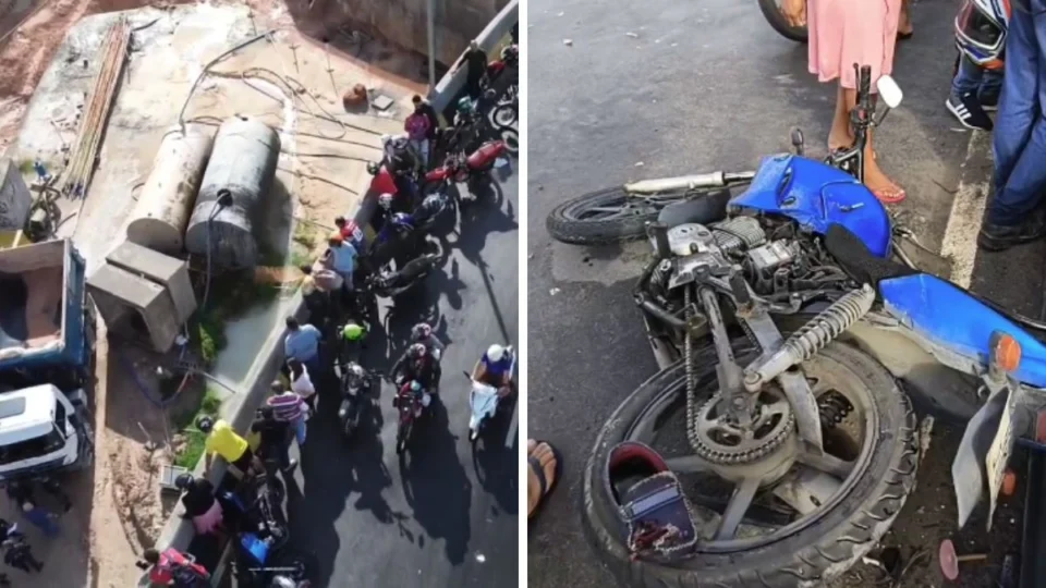 VÍDEO: Motociclista morre ao perder controle e cair do Viaduto Rei Pelé, em Manaus