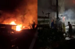 VÍDEOS: Incêndio destrói sete casas em Manaus; mãe e filho morrem carbonizados