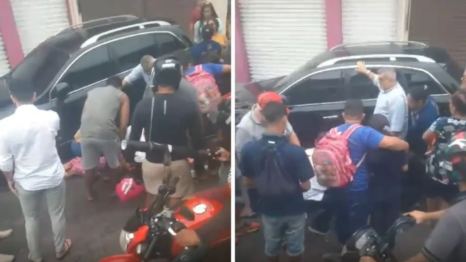 Mãe e filho são atropelados em frente a escola por carro desgovernado em Manaus; veja vídeo