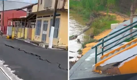 Orla de Parintins apresenta desbarrancamento e é interditada; veja o que diz a prefeitura