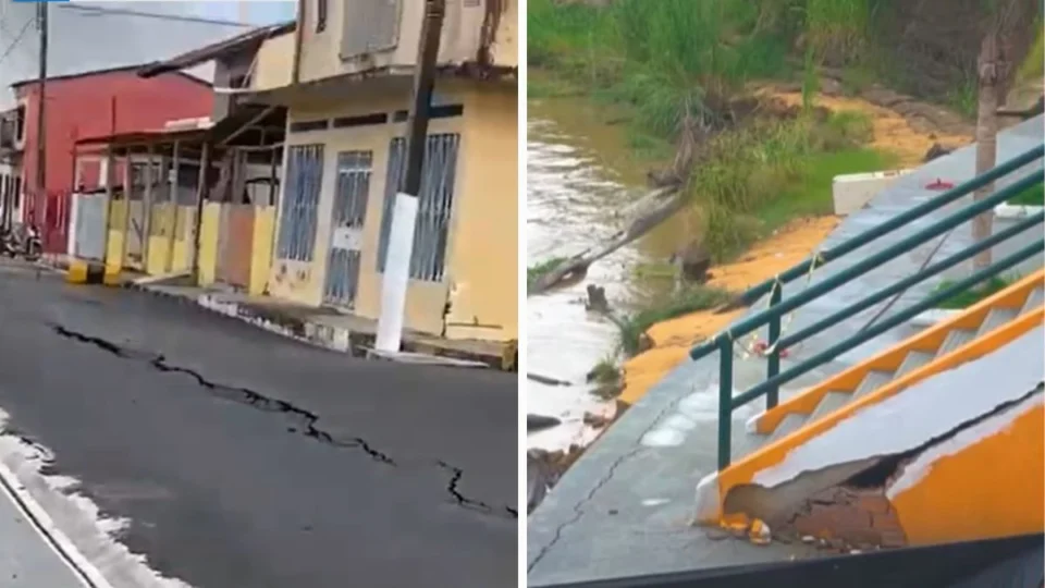 Orla de Parintins apresenta desbarrancamento e é interditada; veja o que diz a prefeitura