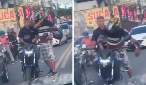 Briga de trânsito entre motoristas termina com celular quebrado em Manaus; veja vídeo
