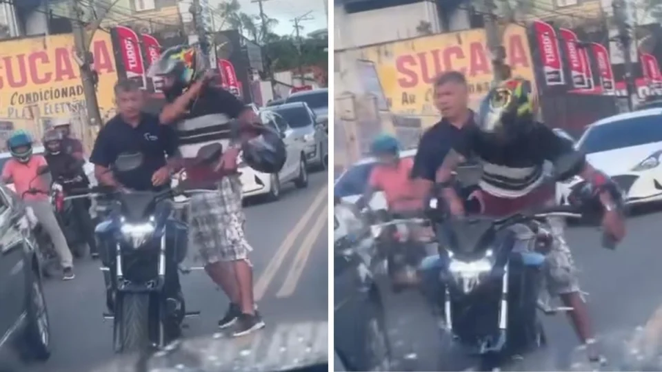 Briga de trânsito entre motoristas termina com celular quebrado em Manaus; veja vídeo