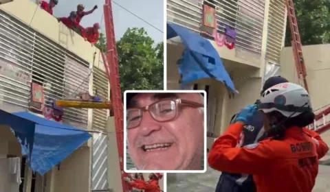 Idoso sofre choque elétrico e tem corpo derrubado do 2º andar durante resgate em Manaus; veja vídeo