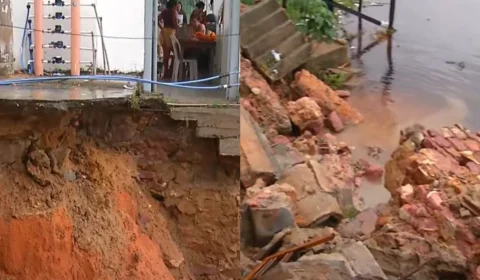 Famílias ficam em risco após deslizamento de terra em Manaus