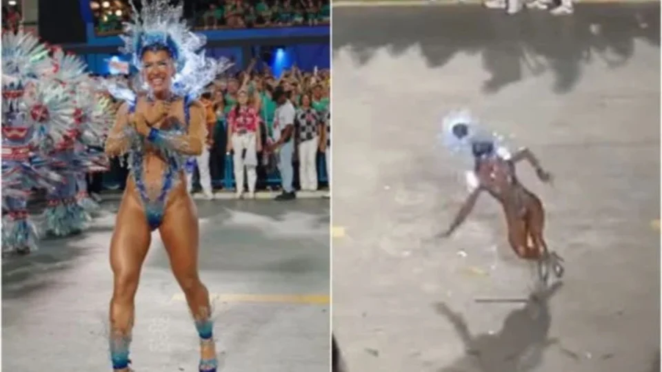 Musa da Viradouro, Lore Improta leva tombo durante desfile; veja vídeo