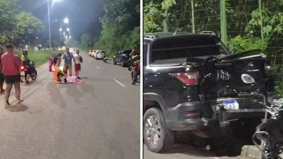 Motociclista e passageira ficam feridos após acidente com carro em Manaus