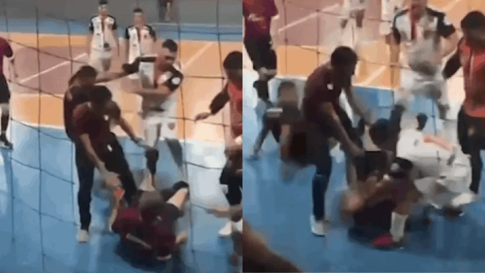 VÍDEO: Árbitro é agredido por jogadores e técnico durante semifinal de futsal no interior do Acre