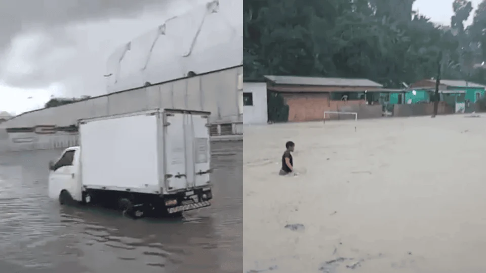 VÍDEO: Chuva intensa provoca alagamentos, caos no trânsito e queda de energia em Manaus