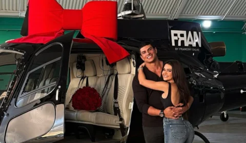 Influenciadora ganha helicóptero de noivo e internet reage: ‘Uma lembrancinha’