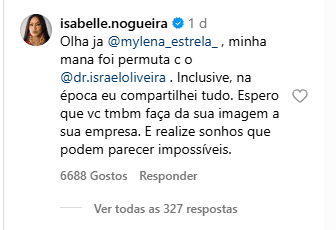 Isabelle Nogueira responde blogueira - Foto: Reprodução/Instagram