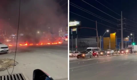 VÍDEO: manifestação causa congestionamento quilométrico na avenida Torquato Tapajós, em Manaus