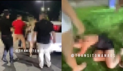 VÍDEO: Homem espanca mulher em Manaus após acidente durante saída de show