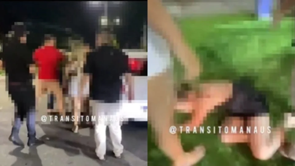 VÍDEO: Homem espanca mulher em Manaus após acidente durante saída de show