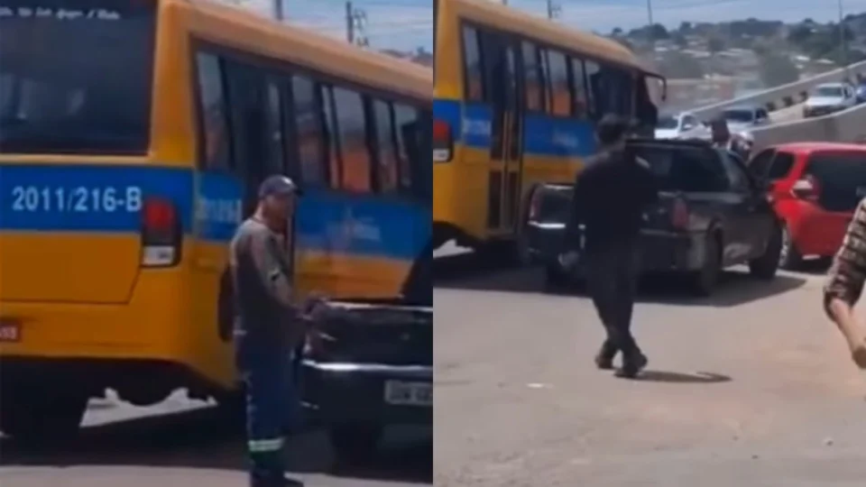 VÍDEO: Briga entre motorista de ‘amarelinho’ e condutor quase termina em facada, em Manaus; assista