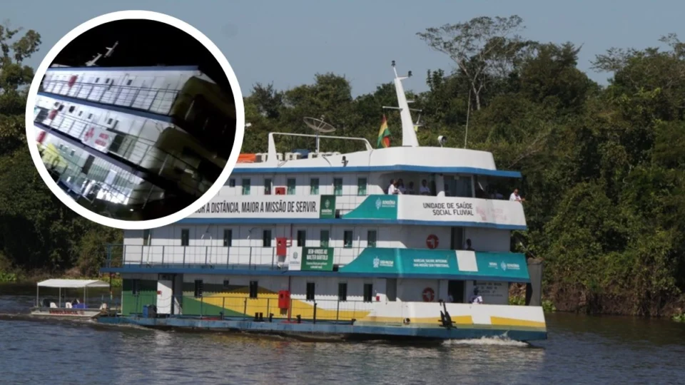 VÍDEO: Barco Hospital que atende ribeirinhos afunda no rio Mamoré em Guajará-Mirim (RO)