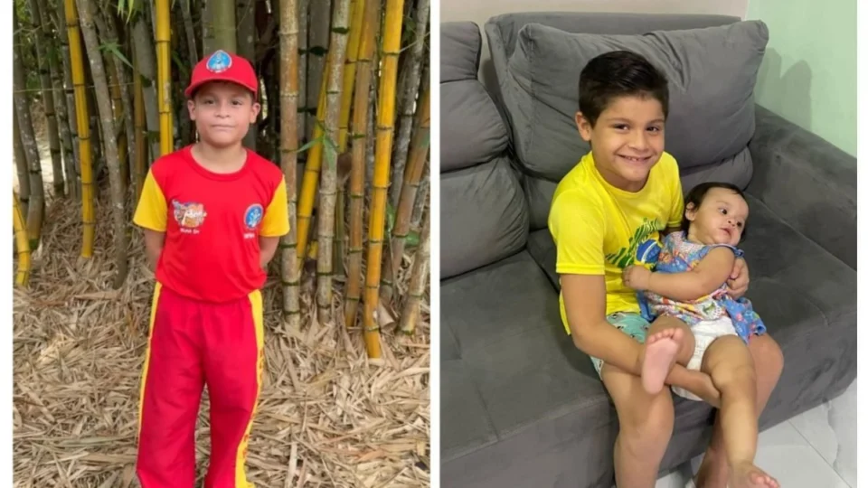 Bombeiro Mirim de 9 anos salva irmã de 1 ano de engasgo em Manaus