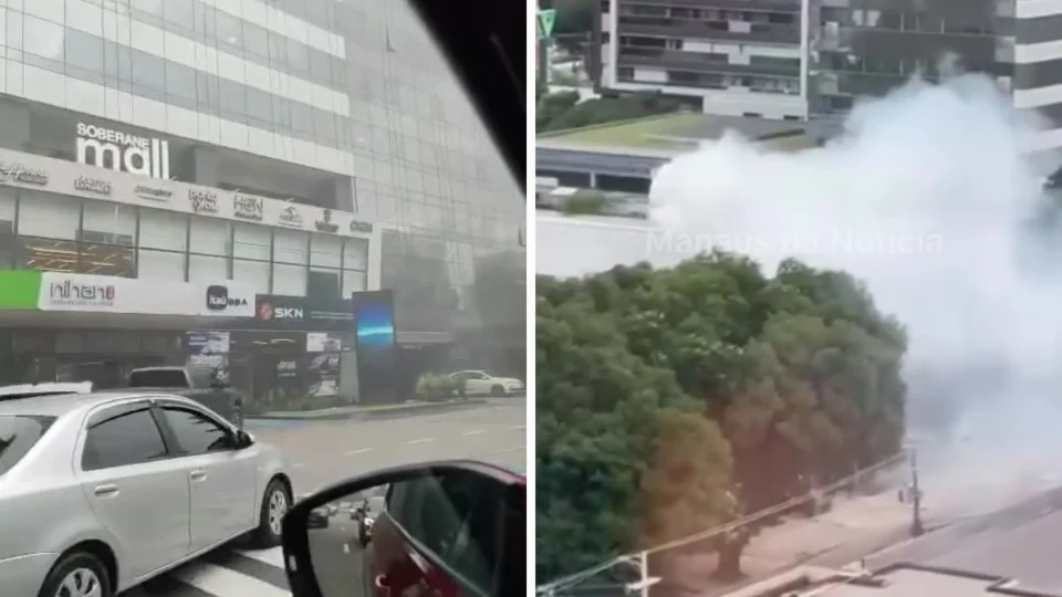 Princípio de incêndio atinge prédio comercial em Manaus e provoca evacuação; veja vídeo
