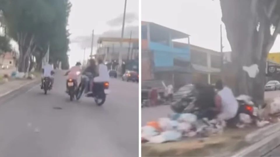 VÍDEO: Motoqueiro tenta dar ‘grau’ em Manaus, mas acaba caindo em lixo