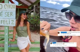 VÍDEO: influenciadora é alvo de críticas após jogar cerveja em Boto no Amazonas