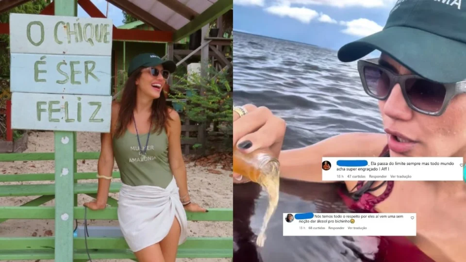 VÍDEO: influenciadora é alvo de críticas após jogar cerveja em Boto no Amazonas