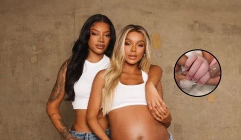 Filha de Ludmilla e Brunna Gonçalves aparece no colo das mães pela primeira vez; veja foto