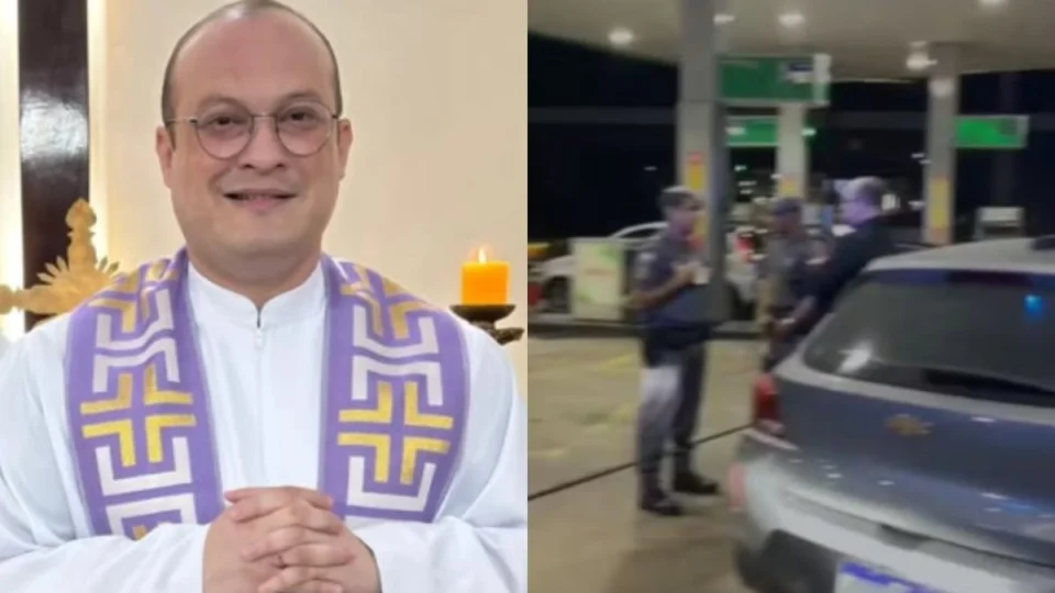 VÍDEO: Padre bêbado perde o controle, quebra garrafas e ameaça frentistas em posto de gasolina
