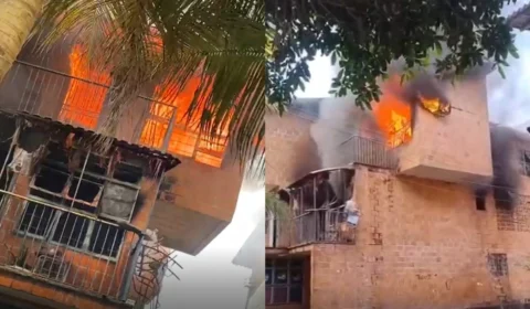 Incêndio atinge apartamento do Prosamim na Praça 14 e deixa feridos em Manaus; veja vídeos
