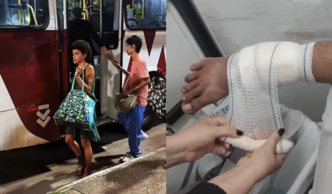 Mulher com ferida no pé recebe cuidados e tem curativo trocado em Manaus; veja vídeo