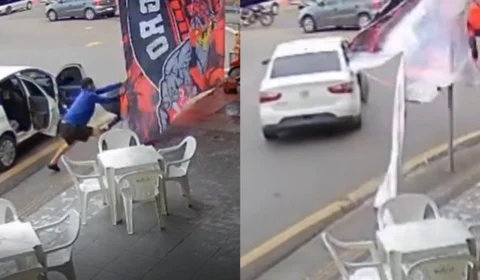 Homens encapuzados arrancam e rasgam bandeira do Flamengo em Manaus; veja vídeo