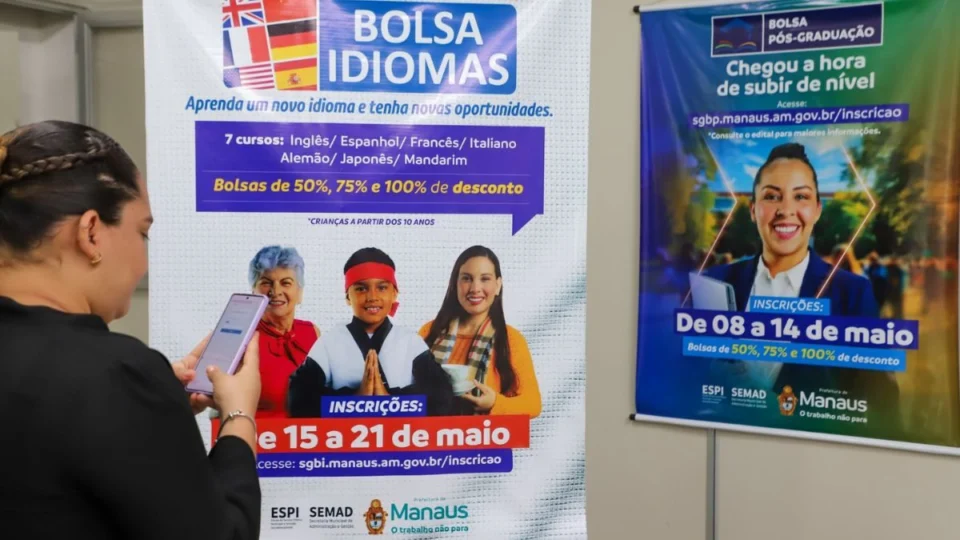 Bolsa Idiomas e Bolsas Pós-Graduação ofertam 96 mil vagas em Manaus; saiba como participar
