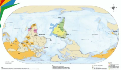 IBGE lança mapa-múndi invertido com Brasil no centro para destacar liderança no Sul Global