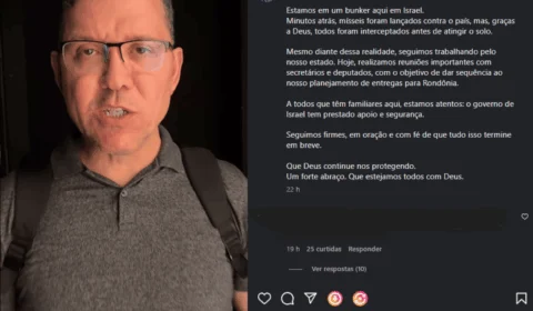 Governador Marcos Rocha segue abrigado em bunker após ataque com mísseis em Israel