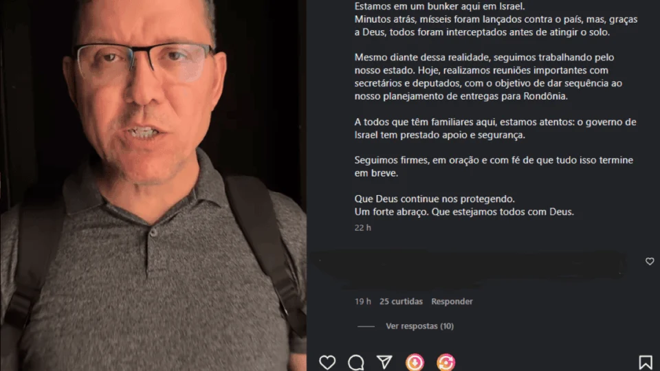 Governador Marcos Rocha segue abrigado em bunker após ataque com mísseis em Israel