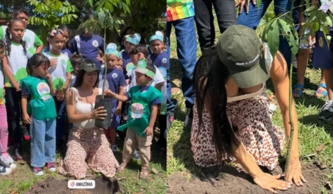 Isabelle Nogueira planta 750 mudas em área desmatada na zona rural de Manaus