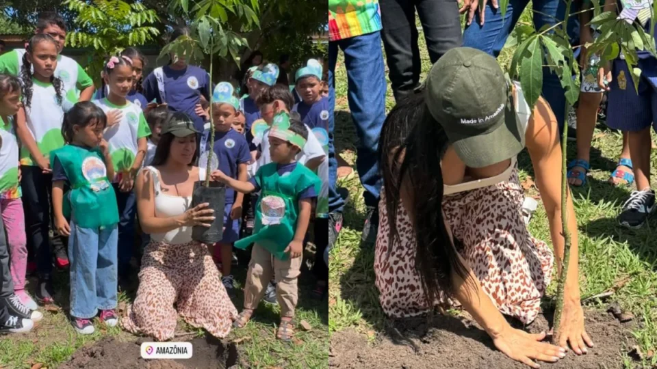 Isabelle Nogueira planta 750 mudas em área desmatada na zona rural de Manaus