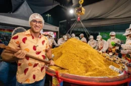 ‘Maior paçoca de carne seca do mundo’ bate recorde com 1,5 tonelada em Boa Vista; veja detalhes